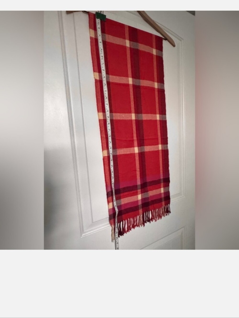 Cashmere Multi-Colors in Red and White Plaid Scarf